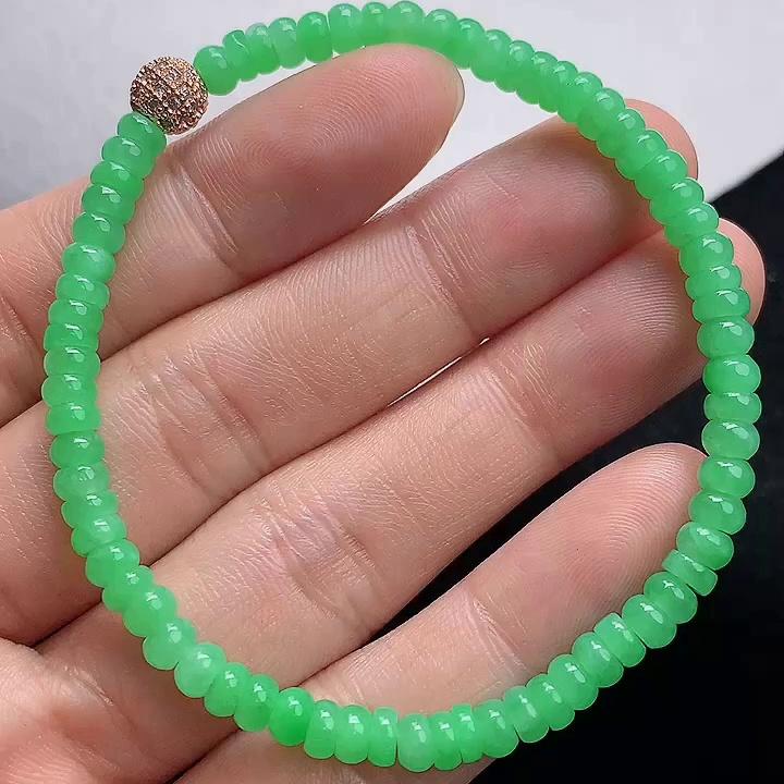 缅甸翡翠算盘玉手串天然玉石A货