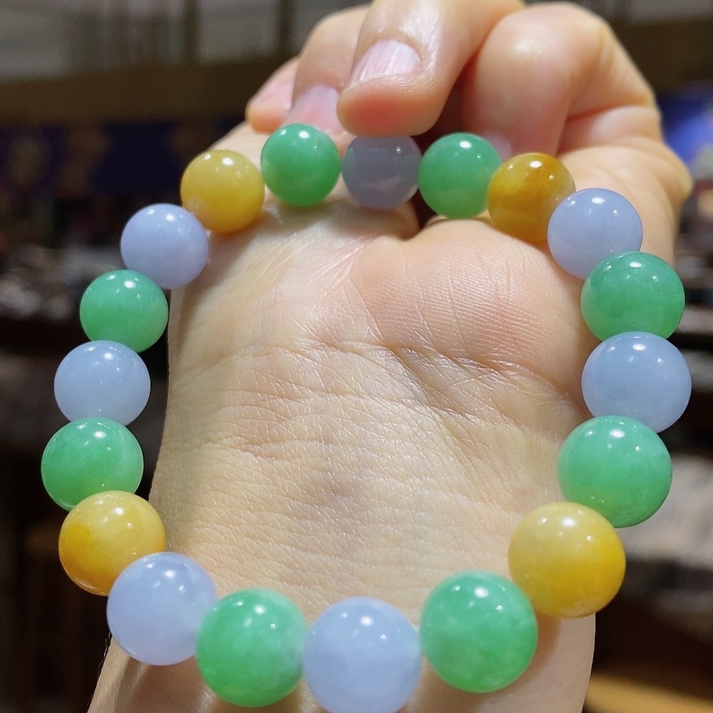 缅甸翡翠算盘玉手串天然玉石A货