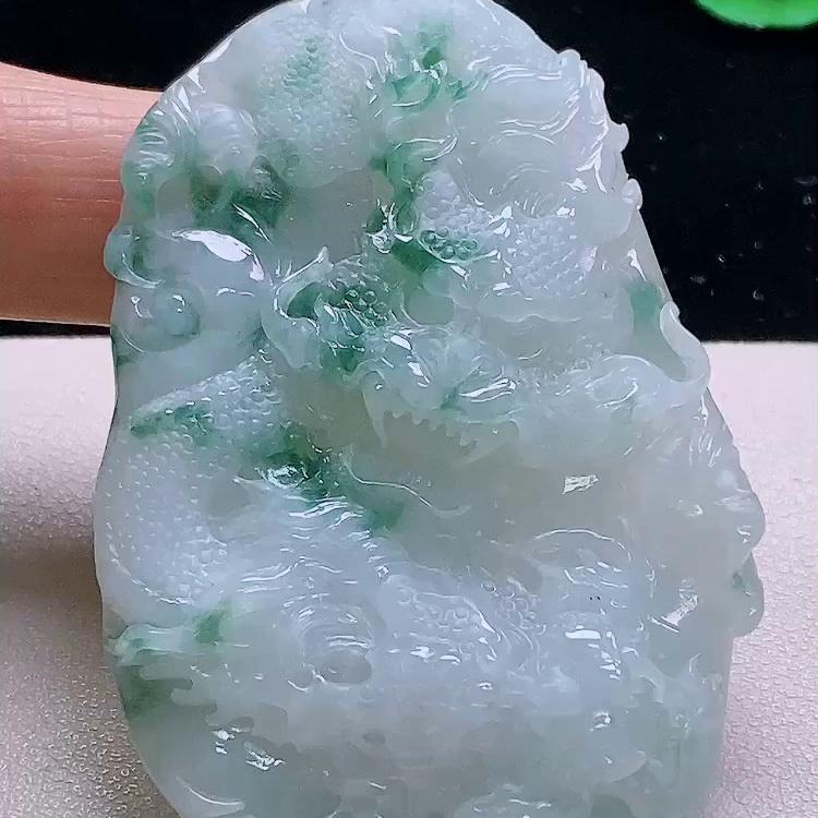 缅甸翡翠龙牌玉吊坠天然玉石A货冰种飘花新款证书收藏礼物1114