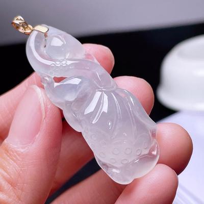 缅甸翡翠莲蓬镶金玉吊坠天然玉石