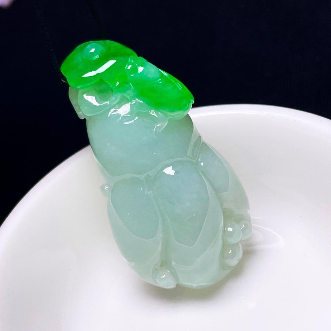 缅甸翡翠佛手玉吊坠天然玉石A货冰糯种辣绿老坑正品新款收藏0930