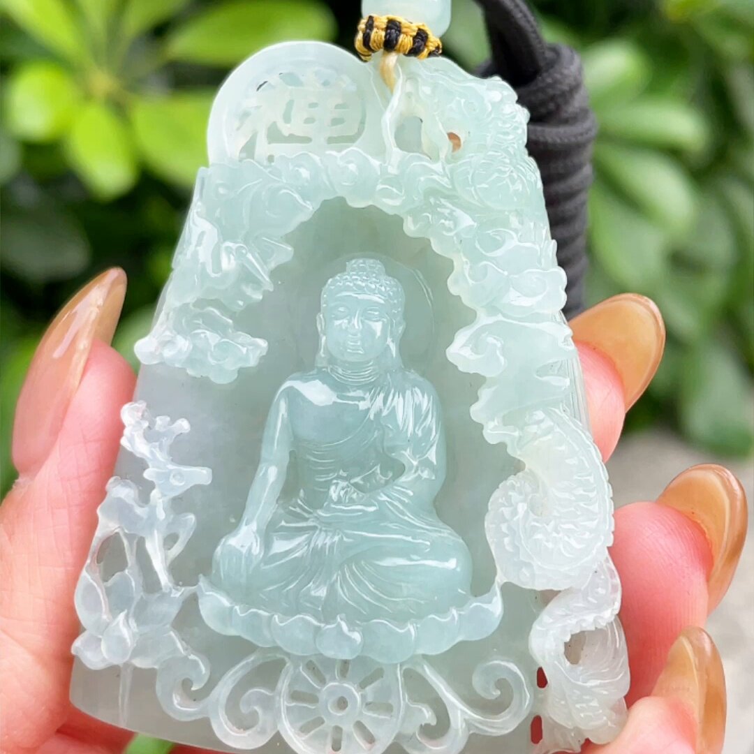 缅甸翡翠大日如来玉吊坠天然玉石A货冰种新款礼物老坑收藏0601