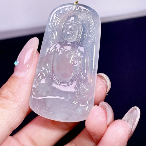 缅甸翡翠观音玉吊坠天然玉石A货