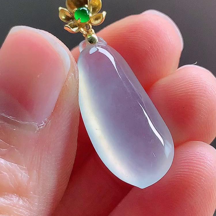 缅甸翡翠福瓜镶金玉吊坠天然玉石A货18K金镶嵌冰种证书礼物1107