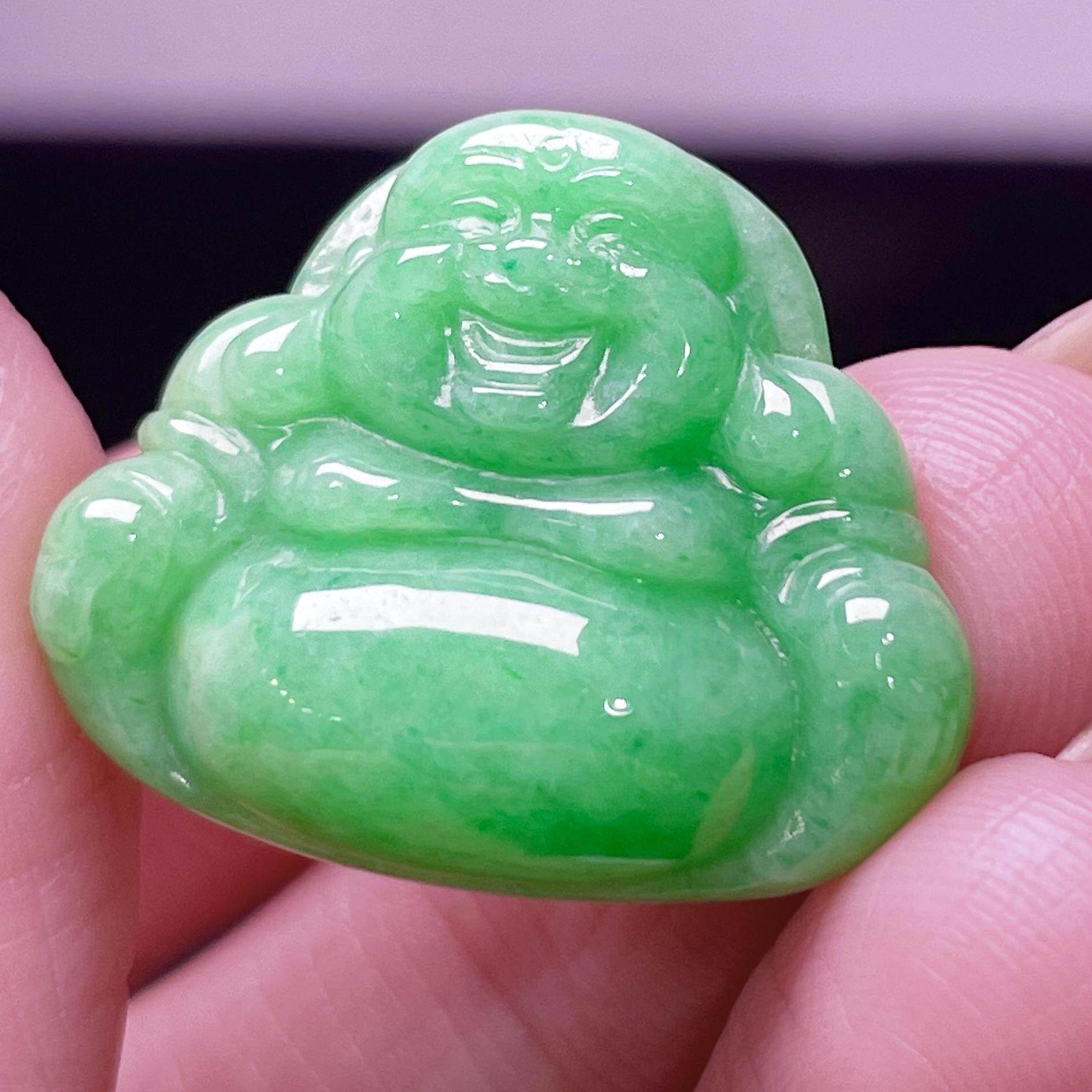 缅甸翡翠佛公玉吊坠天然玉石A货冰糯种辣绿正品高档老坑礼物0530