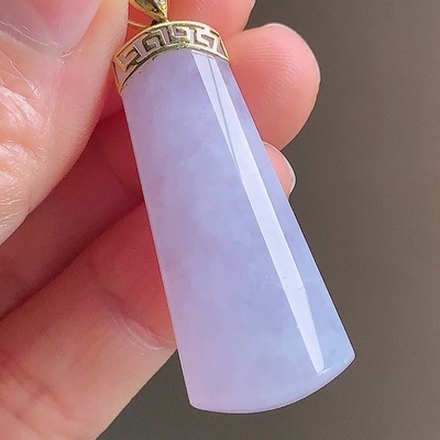 缅甸翡翠无事牌镶金玉吊坠天然玉