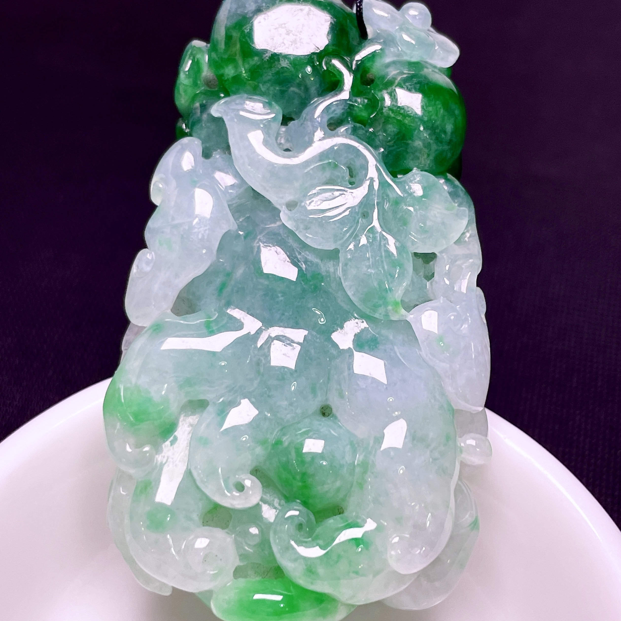 缅甸翡翠佛手瓜佛手玉吊坠天然玉石A货冰种飘绿飘绿花新款0601