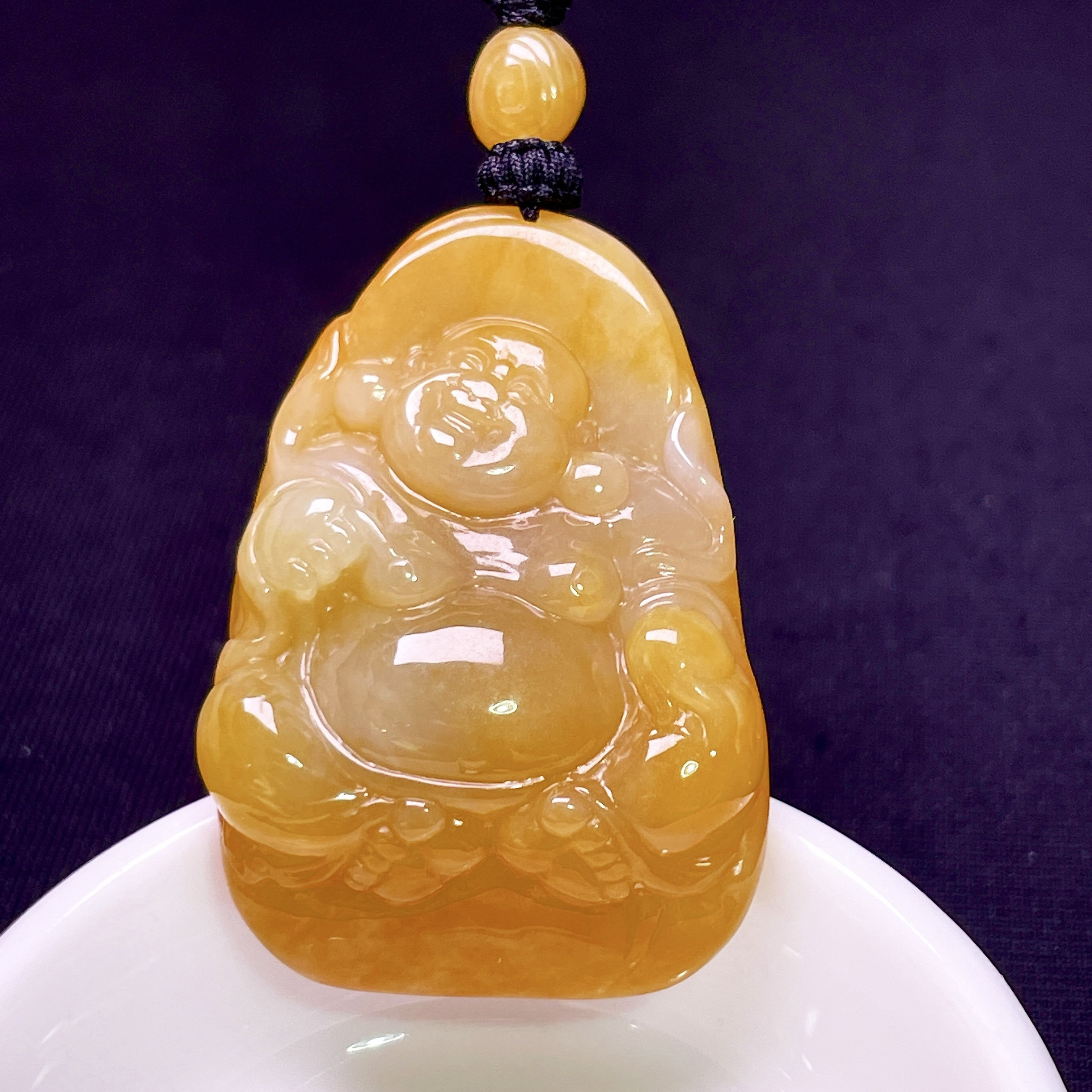 缅甸翡翠弥勒佛玉吊坠天然玉石A货冰种黄翡收藏证书老坑正品1022