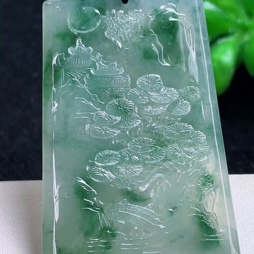缅甸翡翠山水玉吊坠天然玉石A货
