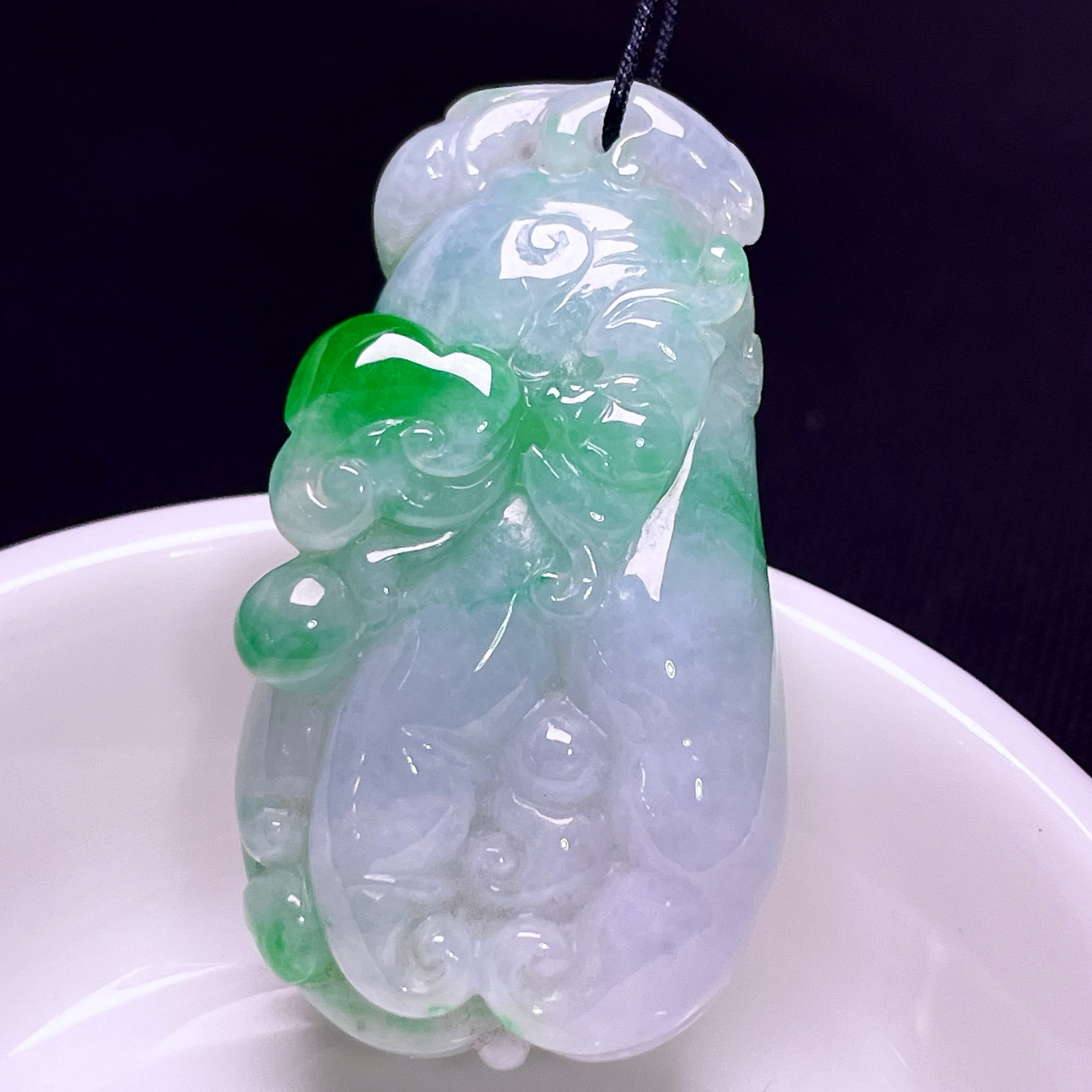 缅甸翡翠佛手瓜佛手玉吊坠天然玉石A货冰种飘绿飘绿花收藏0601