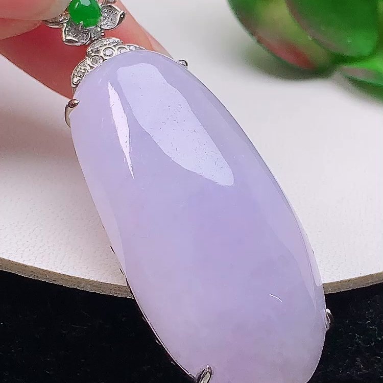 缅甸翡翠福瓜镶金玉吊坠天然玉石A货18K金镶嵌冰种紫罗兰礼物1231