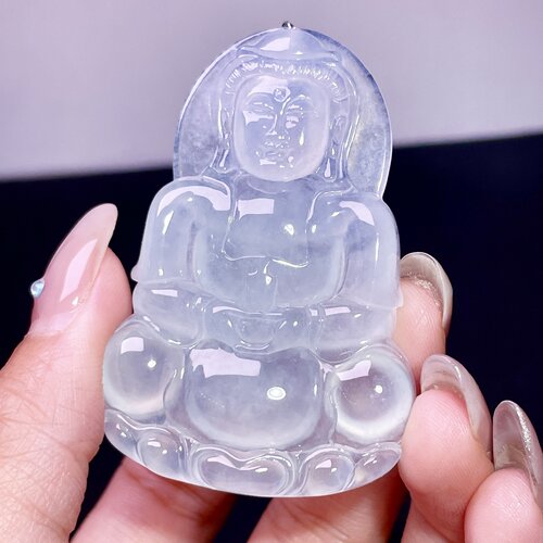 缅甸翡翠观音玉吊坠天然玉石A货