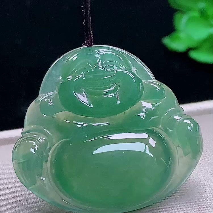缅甸翡翠佛公玉吊坠天然玉石A货冰种晴绿正品礼物新款收藏1114