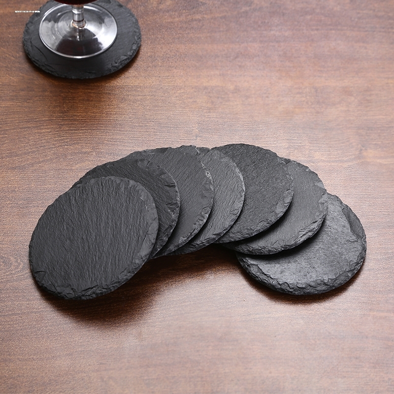 天然岩石杯垫 日本日式手凿石板威士忌酒杯垫隔热杯垫 鸡尾酒杯垫