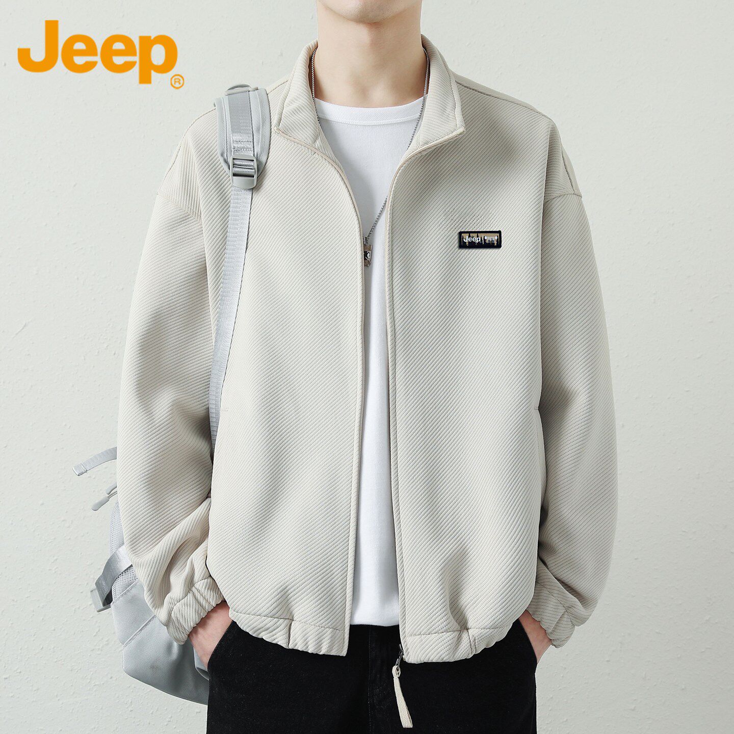 Jeep吉普男士夹克外套潮牌2025年秋冬季新款加绒宽松休闲上衣服男