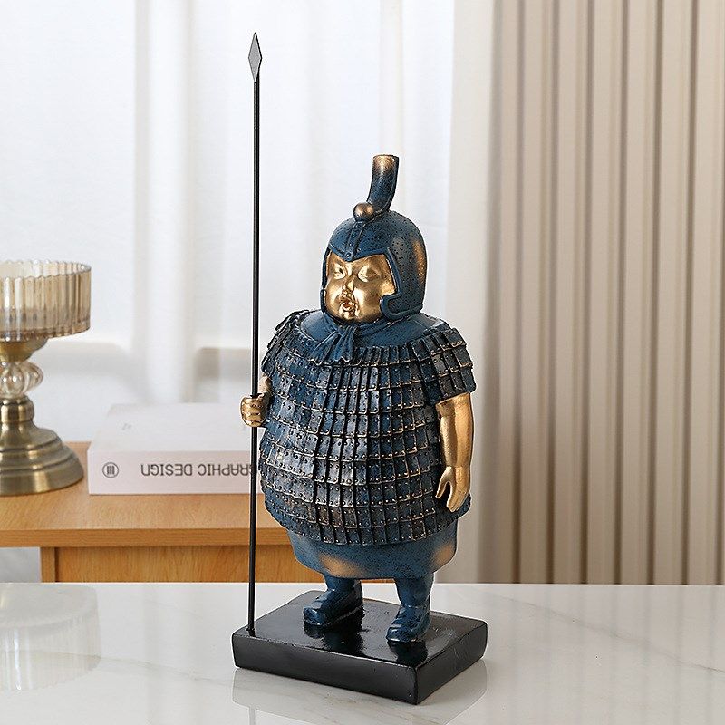 兵马俑拿枪新中式摆件家居饰品电视柜酒柜客厅玄关创意老板办公室