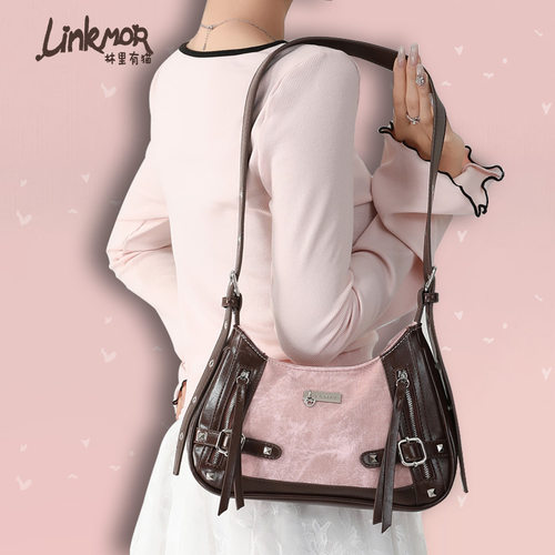 Linkmor/霓甜暴击原创百搭腋下包美式甜酷单肩包情人节复古斜挎包
