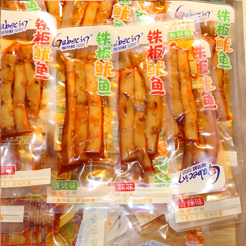 加贝鲜铁板鱿鱼香辣烧烤味即食海味零食袋装鱿鱼湖南风味休闲食品