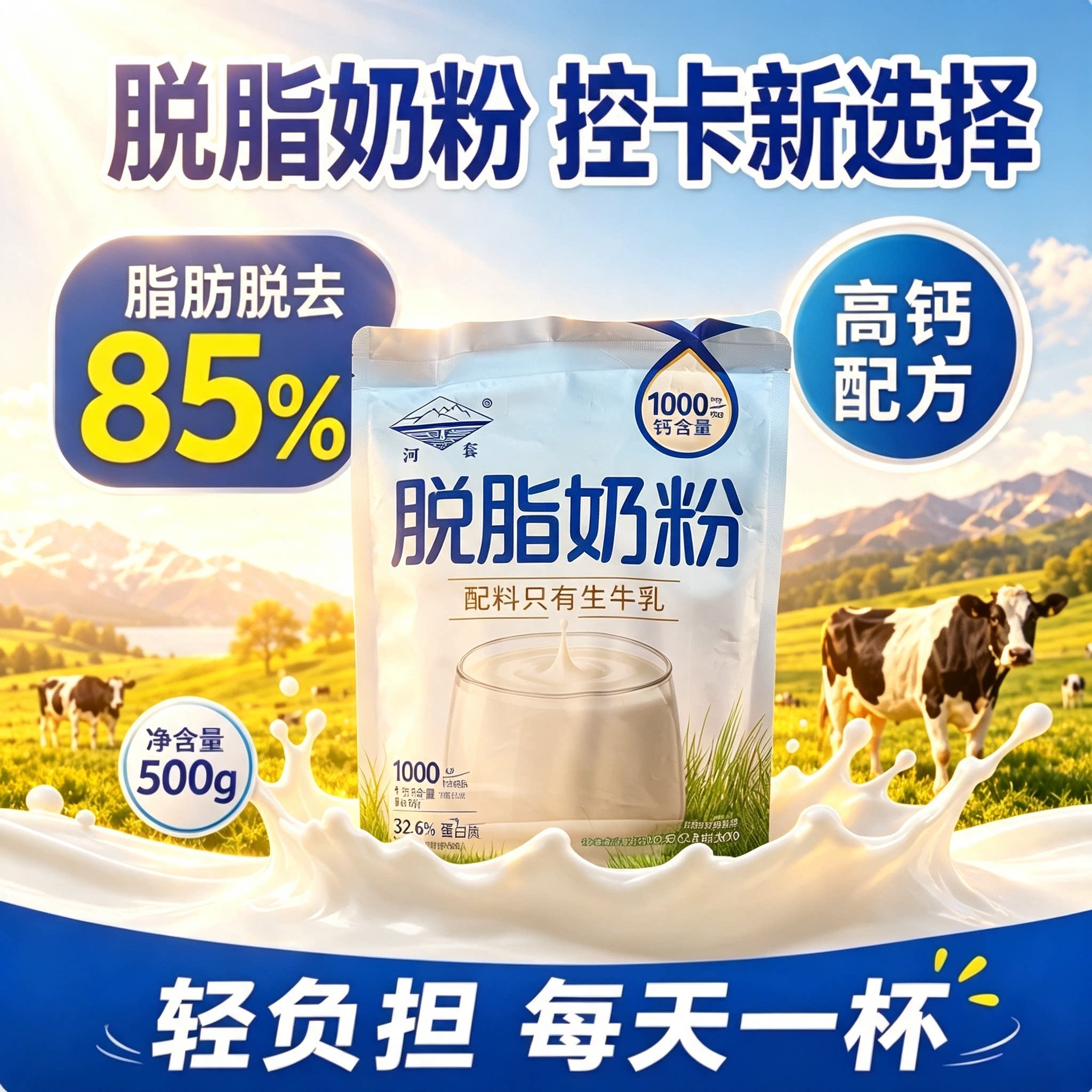脱脂奶粉无糖0脂肪独立包装女士成人高钙饱腹?正品内蒙古特产