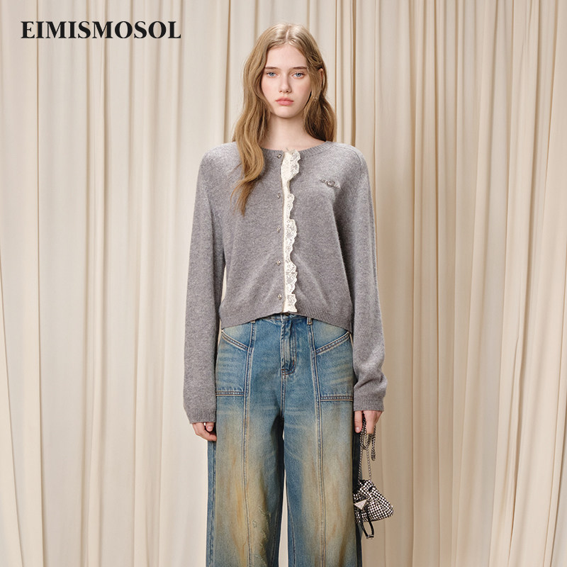 【杨雨潼 孙艺宁同款】Eimismosol圆领针织开衫女外套薄羊毛衫