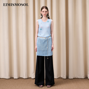 优雅无袖 Eimismosol2025秋季 背心针织女修身 新款 连衣裙 亮片薄款