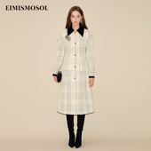 EIMISMOSOL大格纹长款 型好精致贵气 显瘦版 收腰大衣秋冬新款 修身
