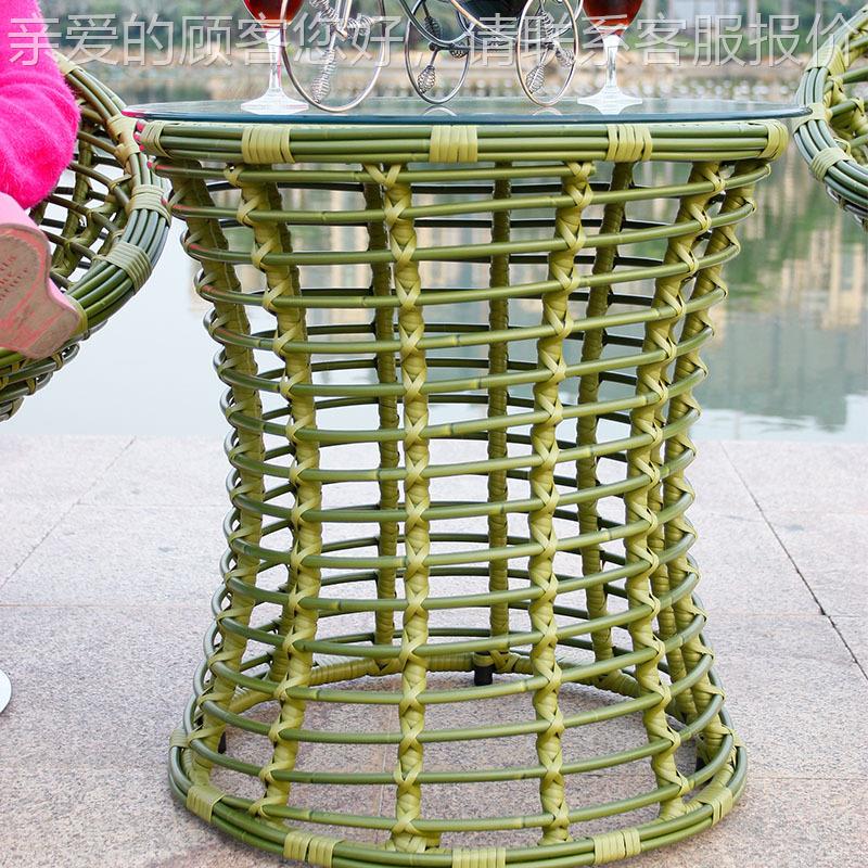 户外藤AB937椅竹藤编风桌椅三件套休庭院田园仿可旋转升降铁艺闲