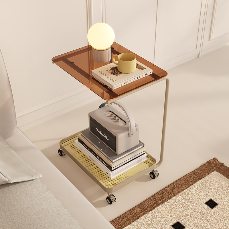 法式奶油风网红简易可移动床头柜替代边几卧室创意铁艺床头置物架