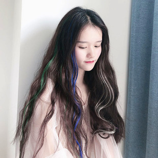 接头发真人发微纳米8D隐形无痕挂耳染彩色接发挑染假发片可做卷