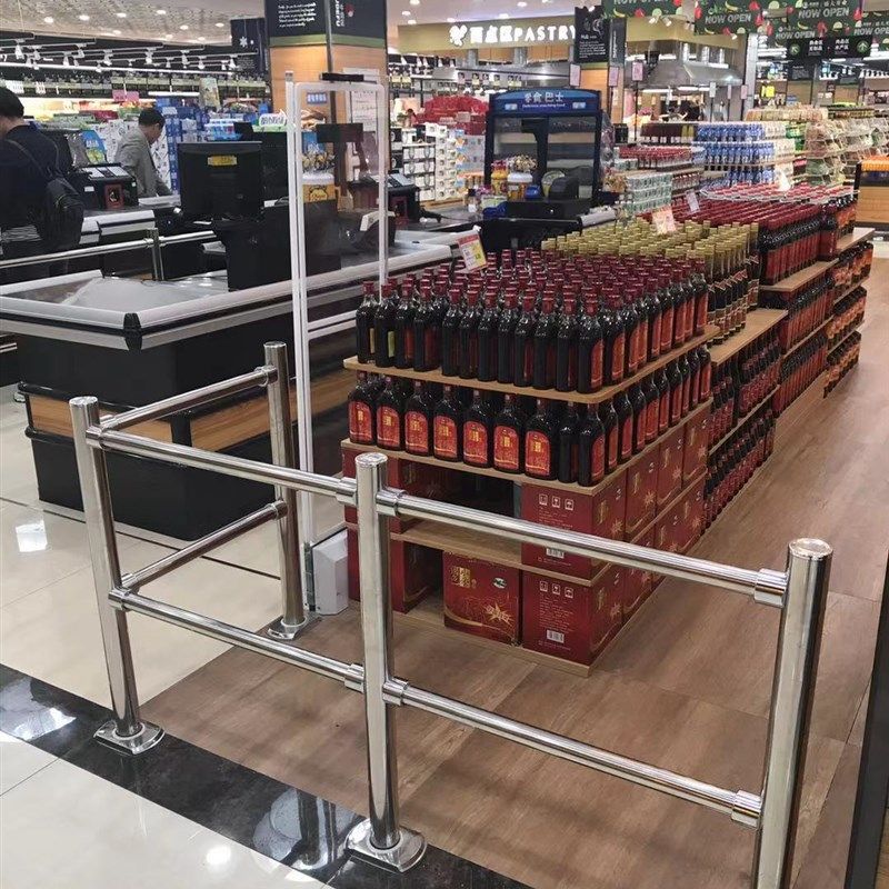 超市护栏不锈钢隔离拦收银通道出入口分流拦无购物通道分隔护栏