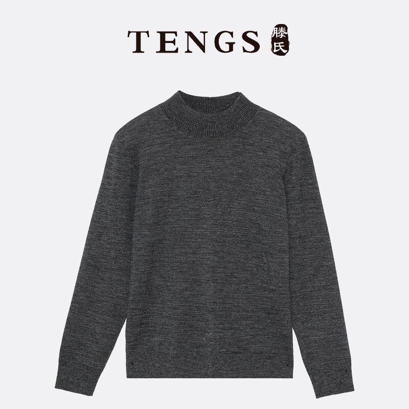 TENGS滕氏春季女装半高领时尚简约基础衫柔软羊毛针织衫套头衫