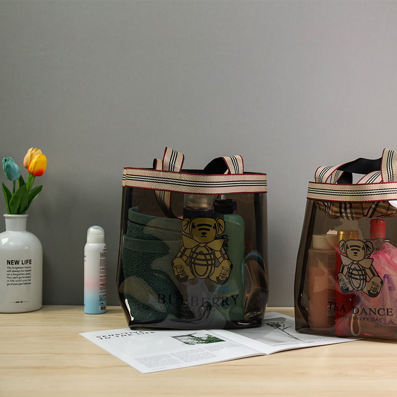 防水洗漱包大容量收纳包便捷化妆包加厚透明浴兜手提浴包温泉包