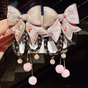 中国风儿童头饰女童汉服古风发夹红色可爱公主流苏头花女宝宝发饰