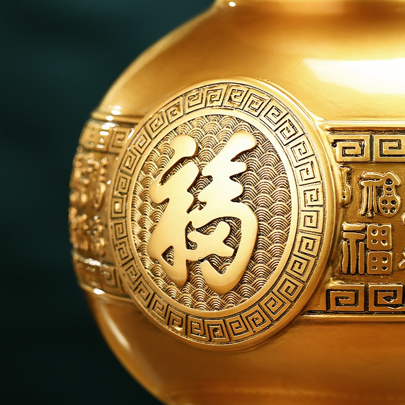 百福临门招财葫芦摆件中式客厅入户玄关酒柜装饰品搬新家乔迁礼物