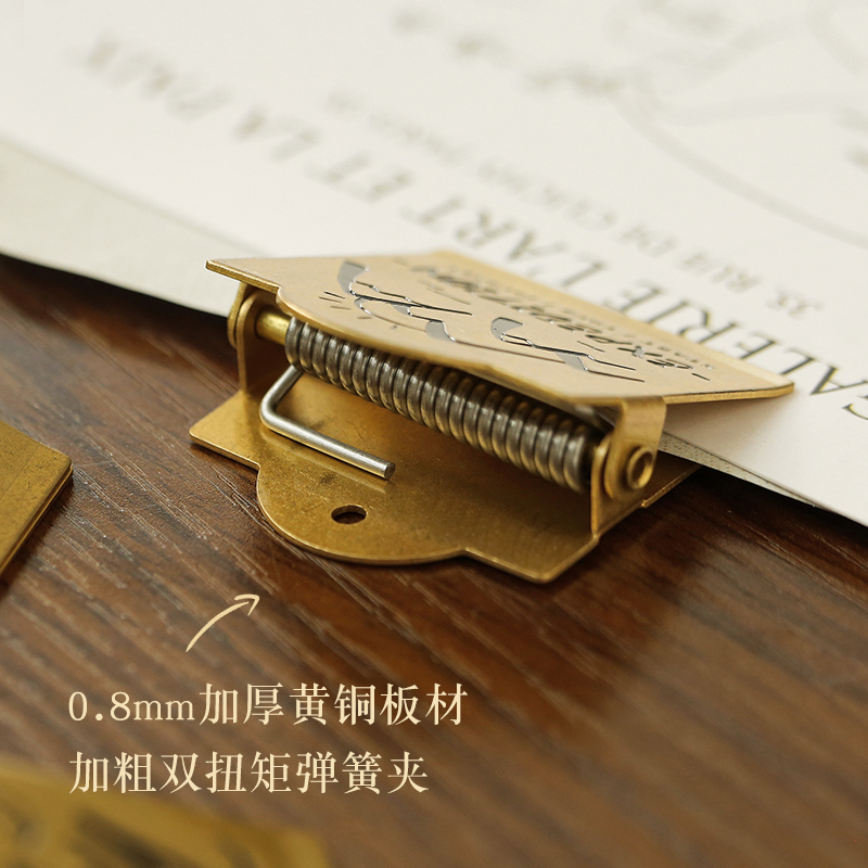 制物 黄铜夹子tn手帐夹金属票据夹复古做旧旅行笔记装饰夹板夹