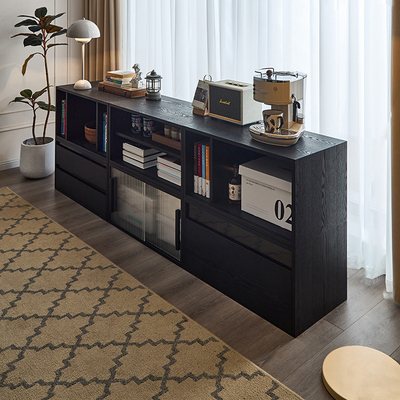 萨洛美式家具实木书柜客厅电视柜落地矮储物柜自由组合书架飘窗柜