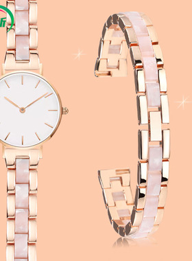 适配dw手表带钢带女丹尼尔惠灵顿PETITE系列树脂精钢表链12 28mm