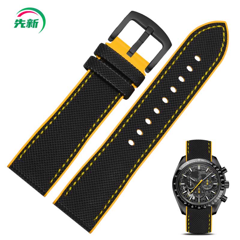 适配欧米茄超霸系列月之暗面阿波罗8号柔软运动硅胶手表带男21mm