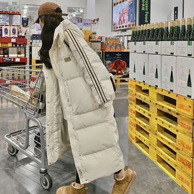 2025年新款冬季长款棉衣女过膝学院风棉袄加厚羽绒棉服外套女黑色