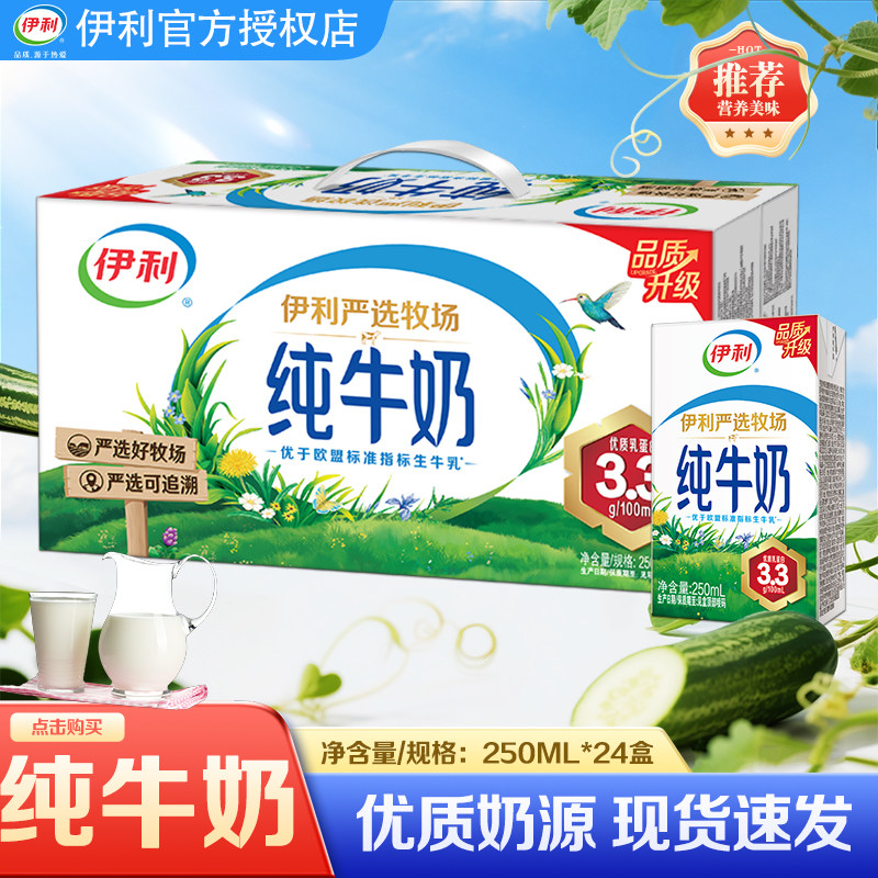 新货伊利纯牛奶24盒整箱批发