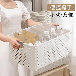 日本家用收纳筐塑料置物篮厨房零食杂物玩具储物筐宿舍桌面收纳盒