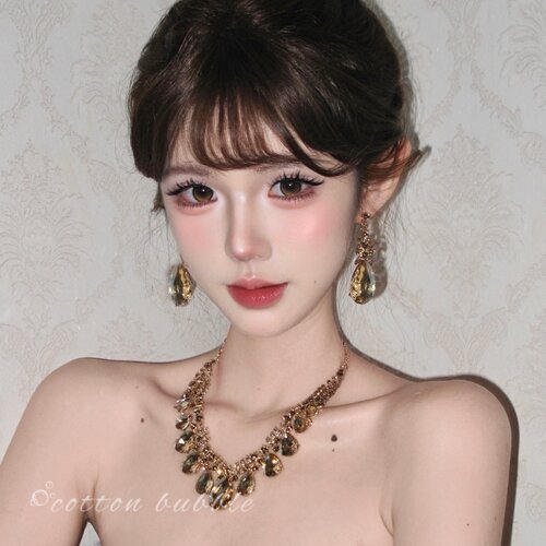 超闪水滴流苏项链高级感礼服配饰