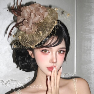 贵气奢华花朵网纱小礼帽生日头饰女名媛千金宴会礼服配饰头纱帽子