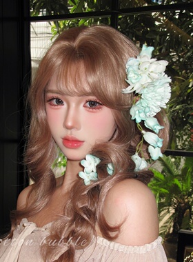 森系绿色铃兰花朵头饰发夹女海边拍照侧边夹发卡高级流苏夹子发饰