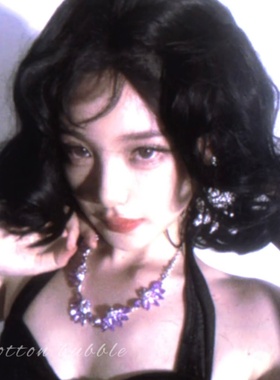 纯欲紫色花朵项链耳环套装夸张女