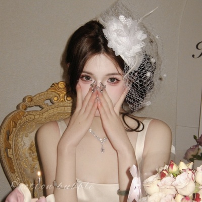 复古白色网纱小礼帽头饰民国千金