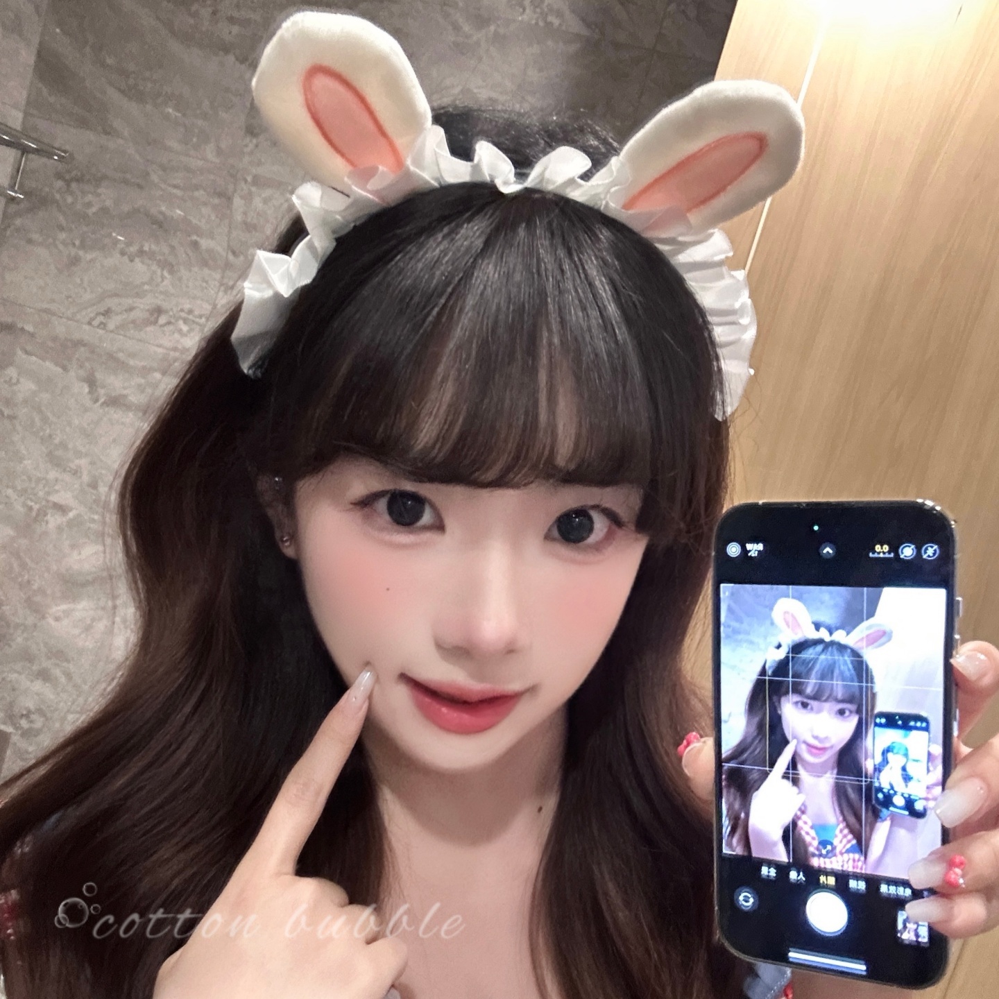 可爱粉色兔耳朵发箍头饰蕾丝花边