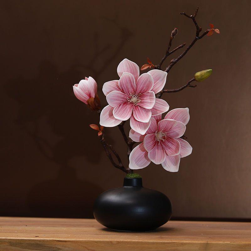 仿真玉兰花套装陶瓷花瓶
