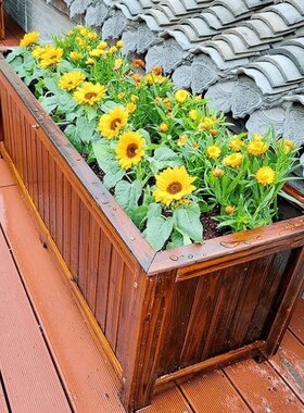 碳化防腐木花箱防腐木花箱正方形种菜木箱子长方形室外花箱清仓