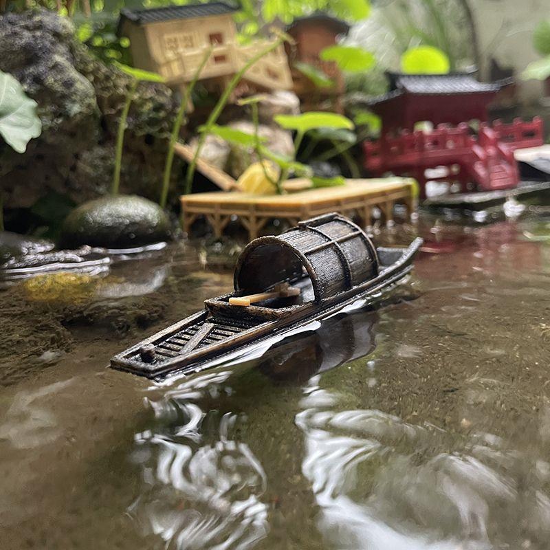 复古塑料乌篷船仿真鱼缸
